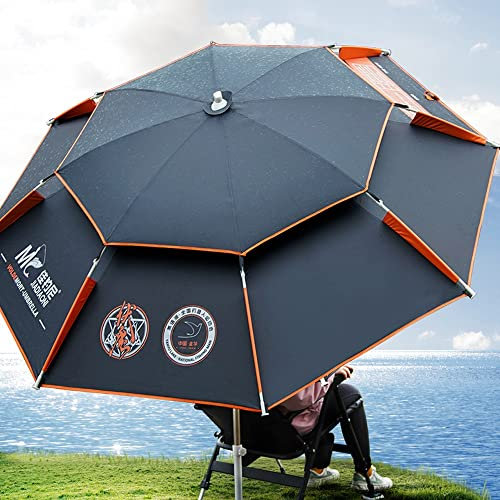 LISSY Windfest Strandschirm Im Freien 240cm, Sonnenschirm Angelschirm 360° Neigbarer, Großer Regenschirm Für Reise/Sport/Picknick, Sonnenschirm Wasserdicht UV Schutz (Size : 200cm/6.5ft), Onecolor