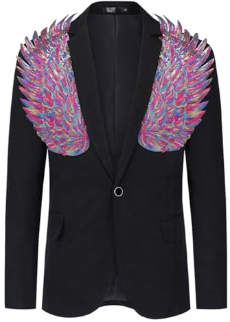 Allthemen Blazer Homme avec Paillettes Veste de Smoking Blazer Coloré Uni pour Soiré Multicolore 3XL