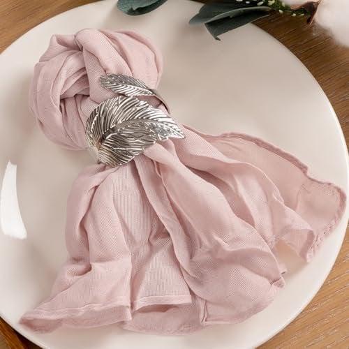 MLMC Lot de 10 serviettes en étamine lavables en tissu rose poudré 53,3 x 53,3 cm pour décoration de table de mariage, fête prénatale, réunion