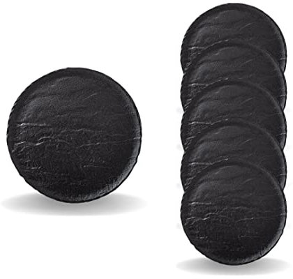 Wilmax Platos planos, negro, elegante, imitación de piedra, esmaltado a mano, duradero, resistente al calor, apto para lavavajillas, ideal en juego, 6 unidades