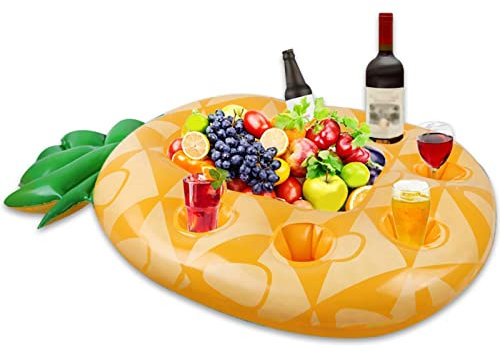 Anoudon Ananas Aufblasbares Tablett Tragbare und Faltbare Sich hin- und herbewegende Getränkhalter Erwachsene Schwimmende Bar Cup Halter