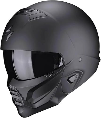 Scorpion Exo Combat 2 Solid Matt Black | Motorradhelm mit abnehmbarem Kinnbügel | ECE 22.06 zugelassen (XXL)