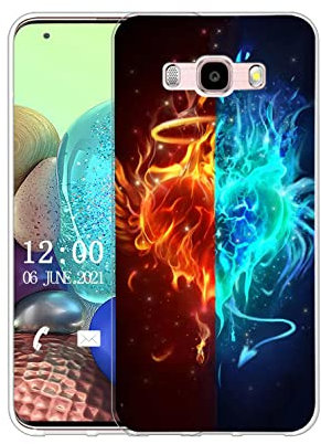 Sunrive Hülle Kompatibel mit Samsung Galaxy J5 2016 Silikon,Transparent Handyhülle Schutzhülle Etui Karikatur Muster Weiches TPU Silikon Case (Blau, rot, Herzen, Liebe) MEHRWEG