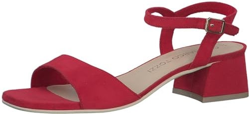 MARCO TOZZI Damen Sandalen mit Absatz mit Verstellbarem Riemen Elegant, Rot (Rot), 39 EU