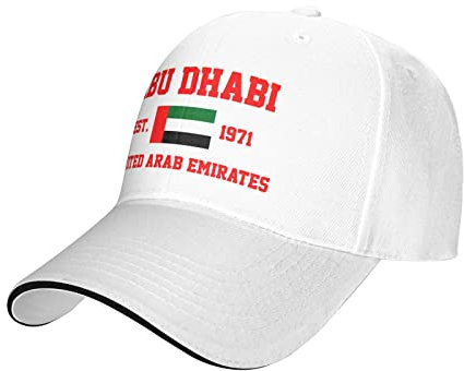 BAAROO Vereinigte Arabische Emirate Est.1971 Abu Dhabi Mesh Baseball Cap Laufmütze Reise Hüte Outdoor Verstellbare Sommer Caps Weiß, #573, M/Einheitsgröße