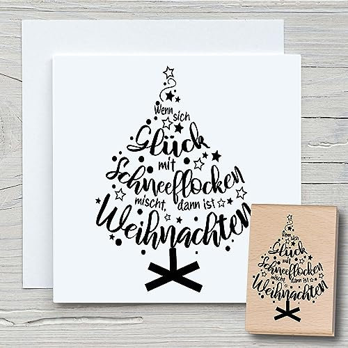NEWSTAMPS Stempel Tanne Schrift 03 Motivstempel aus Holz & Gummi zum Karten und Geschenke basteln, Holzstempel für Weihnachtskarte, Advent, Schrift, Scrapbook, Textilstempel, Deko, Freunde