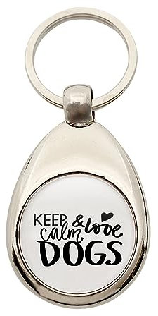 Huuraa Schlüsselanhänger Keep calm and love Dogs Anhänger Größe Metall mit Motiv für alle die Hunde lieben Geschenk Idee für Freunde und Familie