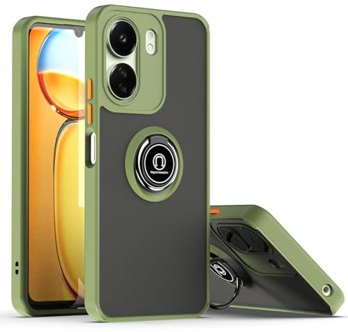 UPLAI Hülle für Xiaomi Redmi 13C/Poco C65, Slim Stoßfest Handyhülle Case mit Magnetischer Autohalterung, Prämie PC + TPU Bumper Stilvoll Gefrostet Schutzhülle.(Armeegrün)