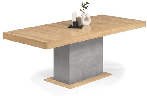 IDMarket - Esstisch, ausziehbar, rechteckig, Eden, 6-10 Personen, Holz und Betoneffekt, 160 – 200 cm