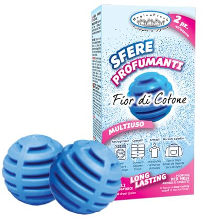 HygienFresh Palline Profumanti Multiuso per Asciugatrice Armadio Cassetti e Borsoni Sportivi 2 Pezzzi