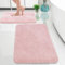 ARRITS Badezimmerteppich Set 2 Teilig, Badezimmermatte rutschfest Waschbar Flauschige Weich Mikrofaser Hochflor Badmatten, Saugfähige Duschteppich für Badewanne und Badezimmer (40x60cm+50x80cm, Rosa)