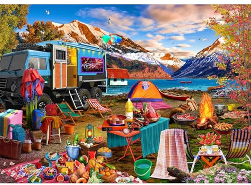 HUADADA Puzzle 1000 Teile für Erwachsene und Kinder, Impossible Game, Puzzles-Geschenk, Clevere Rätsel, Puzzles Farbenfrohes, Puzzle mit Picknick-Motiv