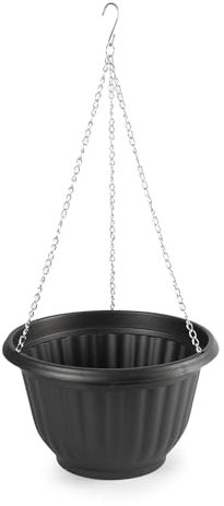 CABLEPELADO Macetero Colgante de plástico, Maceta Colgante, Cesto Colgante, Jardinera Colgante, Macetero suspendido, Canasta Colgante para Plantas, Diámetro Superior: 20 cm, Plástico, Negro