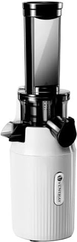 Ventray Ginnie Estrattore Frutta e Verdura - Slow Juicer 60 Giri/Min- Estrattore di Succo con Funzione di Masticazione Inversa, Facile da Pulire, Senza BPA, Cold Press, Spremiagrumi Elettrico, Bianco