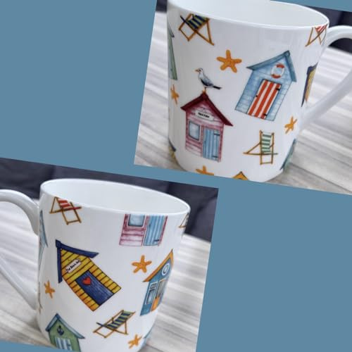 Beach Hut Chintz Design Fine Bone China Tea Coffee Jumbo 1 Pint Mug