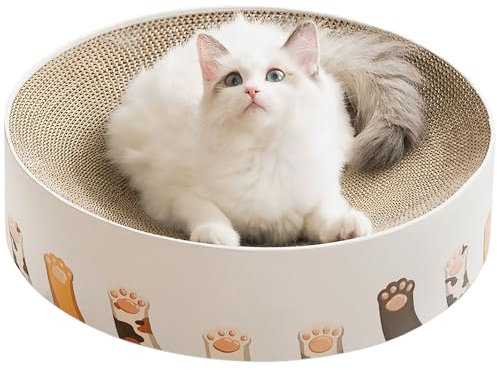 Hibtn Cat Scratching Board,Cat Scratcher Bed,2 in 1 Cardboard Round Scratcher Bowl Nest,Corrugated Scratch Pad,Bed Sofa For Indoor Sleeping(41x41x10cm)