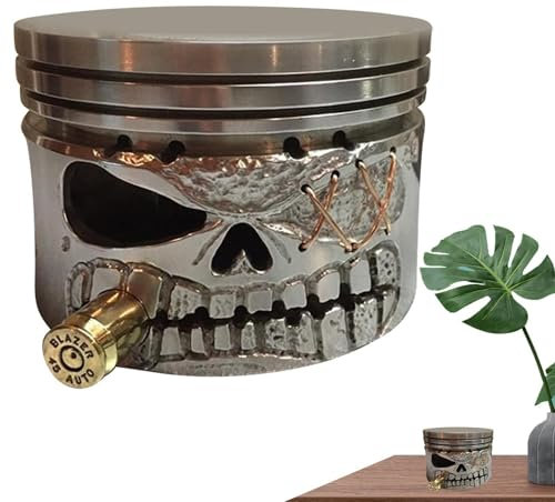 Jlobnyiun Kolben-Schädel-Gesicht-Skulptur - Schnitzkolben Schädel Gesicht Skulptur Harz Kunst Figur | Langlebige Ornamente Für Auto-Enthusiasten, Büro, Zuhause, Tisch, Schreibtischdekoration