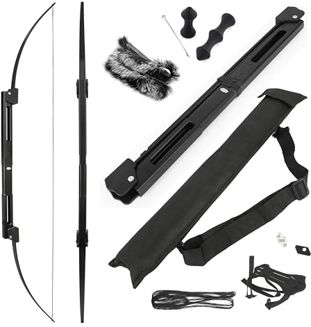 surwolf 58 tragbarer Faltbogen, Bogenschießen, Faltbarer gerader Bogen 25~55 lbs mit Aluminium Riser, RH/LH Hand, für Jugendliche und Erwachsene, Jagd, Zielschießen