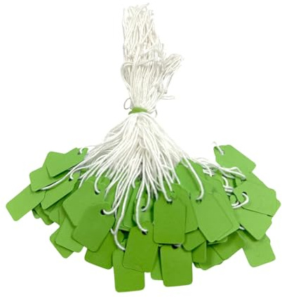 Pack of 200 Small Green Strung Tags Price Tickets 13 x 20mm