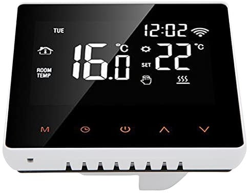Acouto ME81H LCD Thermostat Floor Mur de Chauffage Chaudière Électricité Thermostat de Chauffage du Sol électrique pour Fond AC230 (Presse orange arrière blanche 3A)