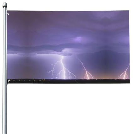 Blitz-Sturm-Flagge, Outdoor-Gartenflagge, 90 x 152 cm, lebendiger Druck, Polyester-Banner, einfach aufzuhängen, für Terrasse, Party, Camping