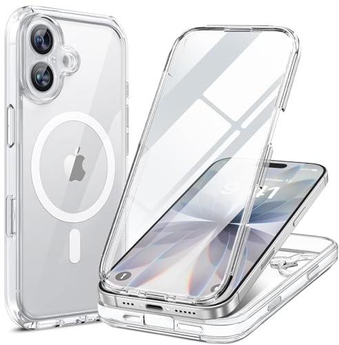 Miracase Magnetic Case for iPhone 17 Case, Built-in Glass Screen Protector | Full Body Bumper,[Bubble-Free]Screen Protector+[New Camera Control], Compatible with MagSafe, Drop Proof 17 Cover,6.3,Clear