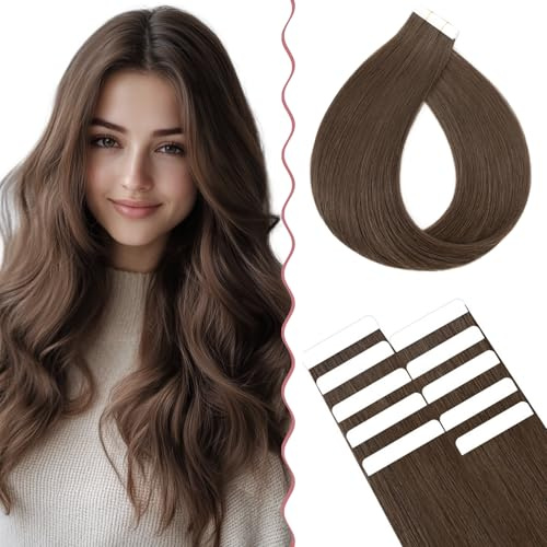 SEGO Tape Extensions Echthaar 10pcs Extensions Echthaar 15g Tape In Extensions Echthaar Invisible Echthaar Extensions Tape Glatt 50 cm # 02 50 cm # 02