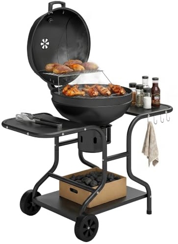 Outsunny Holzkohlegrill Kugelgrill mit Deckel 129 x 63,5 x 106,5 cm