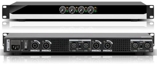 Vituord Amplificatore di Potenza Digitale, Amplificatore in Classe D A 2/4 Canali da 400 W, con Protezione da più Circuiti, Montaggio A Rack 1u, per Ktv Domestico, Studio, 4 Channel