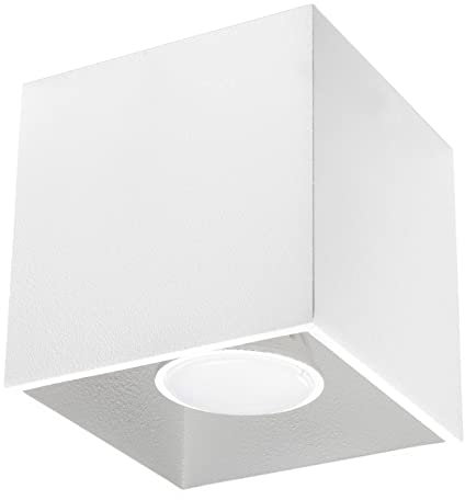 SOLLUX Pendelleuchte Quad 1 Deckenleuchte - Rechteckiger Schirm, für Esstisch, Wohnzimmer, Küche - Weiß Aluminium 10 x 10 x 10 cm