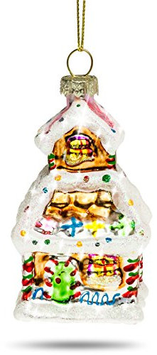 Sikora BS443 Glas Figur Christbaumschmuck Weihnachtsbaum Anhänger Haus MIT ZUCKERGUSS 8cm