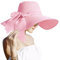 Lanzom Sombrero de paja con lazo grande para mujer de 5.5 pulgadas, grande, plegable, enrollable, para playa, sombrero de sol UPF 50+, Rosado, Talla única