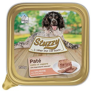 Stuzzy Mister, Nassfutter für Erwachsene Hunde, Lachs, Pastete und Fleisch in Stücken, insgesamt 3,3 kg (22 Becher x 150 g)