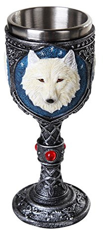Lone Spirit White Wolf Celtic Magic 198,4 gram calice con calice di vino rosso gemma