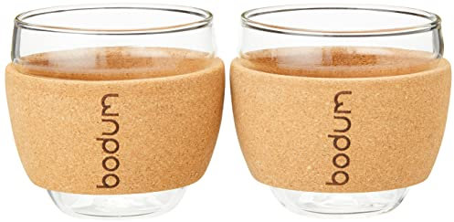 Bodum Pavina Set 2 Gläser, Transparent/kork, 6.3 cm, 2 Stück (1er Pack)