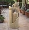 Wehmann Solarbrunnen Dubai Garten Brunnen Kaskade Komplettset für Garten und Terrasse mit Beleuchtung, Sand, Höhe 80 cm, B/L 33 cm x 26 cm, Neu: Bonus Gratis Ladeteil