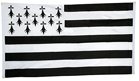 Drapeau de balcon (avec 4 oeillets) France Bretagne - 90 x 150 cm + Digni®-sticker gratuit