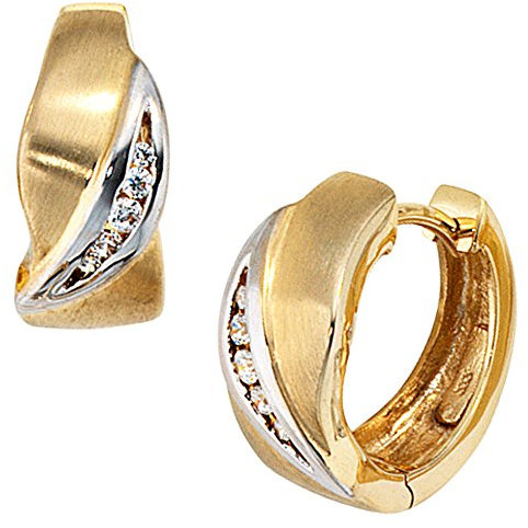 JOBO Damen-Creolen aus 333 Gold Bicolor mit 10 Zirkonia