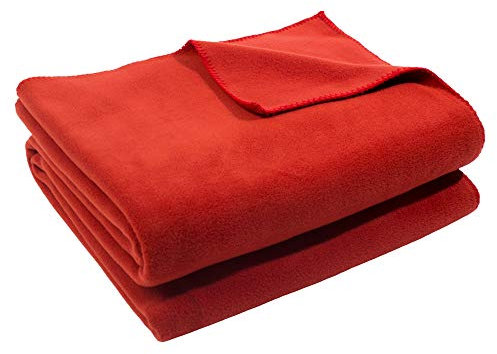 Zoeppritz Soft-Fleece-Decke Polarfleece-Decke mit Häkelstich, flauschige Kuscheldecke, Farbe: 290 rust, Maße: 160x200 cm, 103291-290-160x200