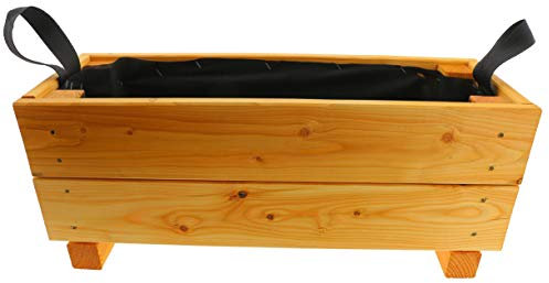 HOQ Pflanzkasten 60x22x24,5cm aus Lärche mit Vlies und Griffen