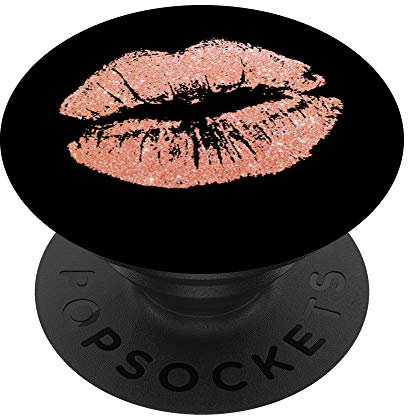 PopSockets Rosegold Lippen Schwarz PopSockets PopGrip: Ausziehbarer Sockel und Griff für Handys/Tablets mit Tauschbarem Top