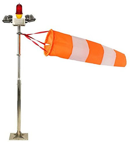 BliliDIY Girouette Windsock Airport Echelle Etanche 80Cm Orange Et Blanc