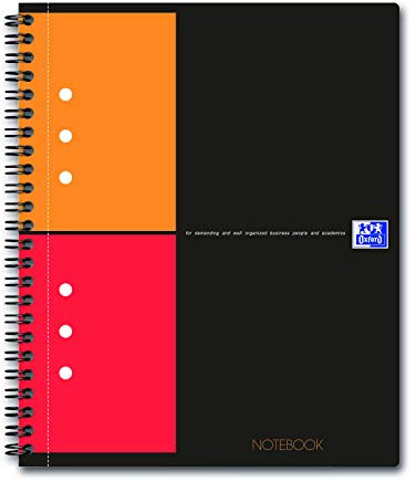 Oxford Schulhefte International Notebook A5 + kleine kariert 5 mm 160 Seiten Einband Umschlag Kartenkarte Grau