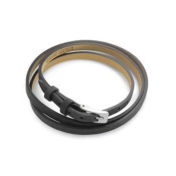 DUR Schmuck Armband, Lederarmband, Wickelarmband 58cm A1586 Schwarz