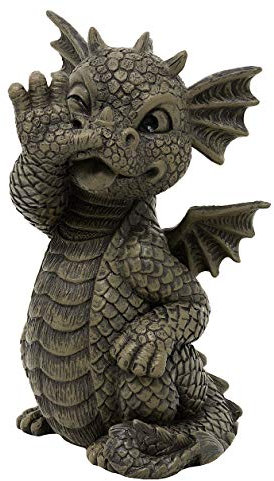 Gartenfigur Gartendrache - Gartendrache Langnase klein - Fantasy Figur Deko Drache Garten
