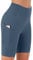 Persit Kurze Sporthose Damen, High Waist Radlerhose Sport Shorts Sommer Laufhose Schotenblau L