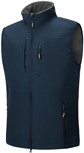 Outdoor Ventures Softshell Weste Herren Wasserdicht Winddichte Ärmellose Jacke Sportlich,Mehrere Taschen Body Warmer Golf Softshellweste für Männer Blau XL