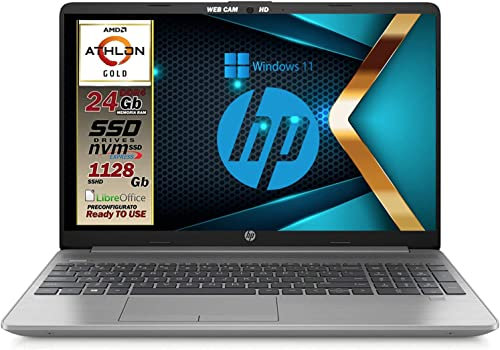 HP 255 G9 Silver Notebook Portatile, SSD M2 512GB, RAM DA 16GB, Display FullHD 15.6, Amd A9 Gold 3150U fino a 3,3 GHz, usb, webcam HD, Wi-Fi, Win11 Pro, Pronto All'uso, Gar. IT