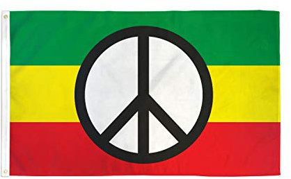 AZ FLAG - Flagge Frieden Rasta - 90x60 cm - Peace Fahne 100% Polyester mit Messing-Ösen - UV-beständig - Vives Farben - 50g