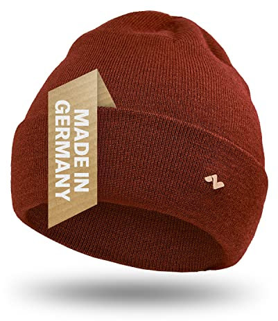 NYTTED® Merino Mütze Herren & Damen | 100% feinste Merinowolle | warm, weich & Strechy | Wollmütze Herren & Damen | Wintermütze Herren & Damen, Strickmütze für Herren & Damen, Merino Herren | Rostrot